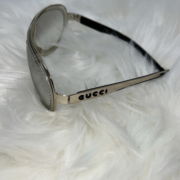 GUCCI NEW AUTHENTIC 1566 S/STRASS SWAROVSKI CRYSTAL AVIATOR SUNGLASSES (GREY MS) - Picture 14 of 17